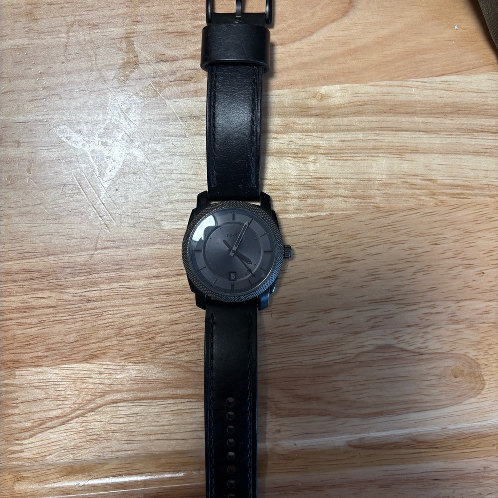 Fossil Black Leather Men's Watch